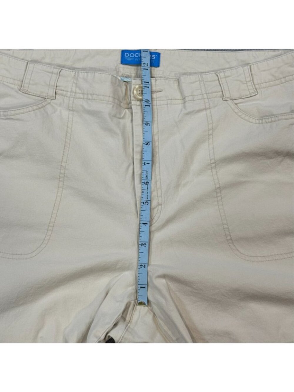 Dockers Capri Pants Women Size 18W Light Khaki High Rise Flat Front Stretch - Picture 10 of 14